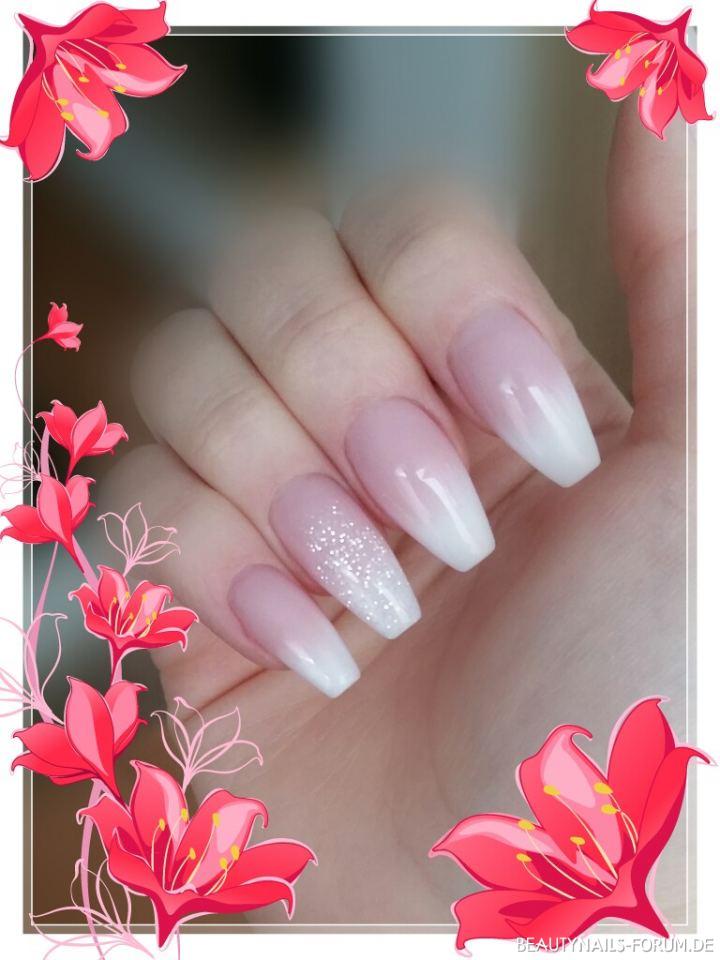 Ballerina Nagel Babyboomer Glitzer